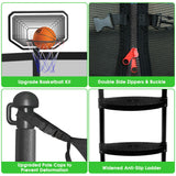 LHX 16FT Tranpoline for Adults and Kids, 1500LBS Tranpoline with Enclosure Net, Basketball Hoop and Ball, Outdoor Tranpoline with Light, Sprinkler, Ladder, Stakes Anchors - ASTM Approval LHX