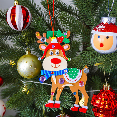 Winlyn 24 Sets Christmas Craft Kits Winter Crafts DIY Xmas Reindeer Ornaments Decorations Festive Foam Stickers Christmas Arts and Crafts for Kids Holiday Home Classroom Art Activities Party Favors Winlyn