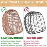 Double Swing Egg Chair with Stand, Hexagon Rattan Wicker Swing Chair Outdoor, Large 2 Person Patio Hanging Chair with Foldable Loveseat Removable Cushions (Beige) WALTSOM