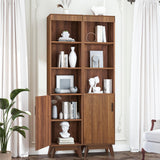 Bifins 68" Tall Bathroom Storage Cabinet,Narrow Fluted Tower Cabinet with Door and Shelves,Slim Space Saving Storage Unit for Bathroom Kitchen Living Room (Walnut, 11.8" D x 15.75" W x 68" H) Bifins