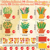 80UncleKimby 36 Set Fall DIY Craft for Kids - Thanksgiving Flower Card Making Kit with Autumn Greeting Cards Stickers Envelopes Set Gifts for Classroom School Activities 80UncleKimby