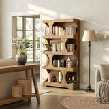 LITTLE TREE 4-Tier Large Bookshelf, 70.8-Inch Tall Bookcase with Storage Shelves, All Wooden Modern Display Rack, Big Open Book Shelf for Living Room, Bedroom, Office, Oak LITTLE TREE