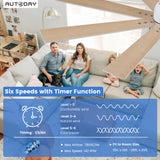 Autoday Large Ceiling Fans with Lights and Remote - 62 Inch White Ceiling Fan with Light, Quiet DC Motor, 3 CCT, Modern Dimmable Lighting & Ceiling Fans for Living Room Patio,Indoor/Outdoor Autoday