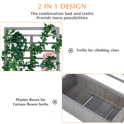 Raised Garden Bed with Trellies, Outdoor Wood Planter Box & Plant Stand with Climbing Racks (32''Lx16''Wx67''H) - WoodArtSupply