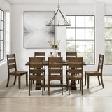 Crosley Furniture Joanna 9-Piece Modern Farmhouse Dining Table Set for 8 with Ladderback Chairs, Dark Oak Crosley Furniture