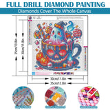Ghost Pumpkin Cup Diamond Art Kits for Adults, 5D Halloween Diamond Painting Kits for Adults Beginners, DIY Full Round Drill Diamond Dot Painting Gem Art Kits for Adult, Home Wall Decor 13.8x13.8 Inch VCLKDIY