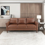 Lexicon 79" W Sofa Couch, Faux Leather Upholstered Couch, Sofa with Rolled Armrest for Bedroom/Office/Waiting Room, 3 Seater, Chocolate Lexicon