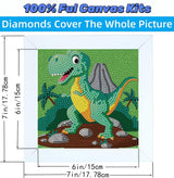 Acelii 5D Dinosaur Diamond Painting Kit for Kids with Frame,DIY Diamond Art Kit for Children Beginner,Cute Full Drill Diamond Dot Big Gem Art Kits,Home Wall Decoration 6X6 inch Acelii