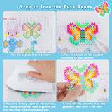 Pllieay 5mm Fuse Bead Kit with Upgraded Iron, 48 Colors Melty Beads for Craft, Iron Beads Set Including 2 Pegboards, Ironing Paper and Chain Accessories for Arts Crafts Easter Christmas Birthday Pllieay