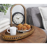 AuldHome Wood Beaded Tray (Stained Wood), Decorative Farmhouse Style Oval Wooden Tray AuldHome Design