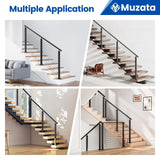 Muzata 3'-6'6" Black Complete Cable Railing Kit for Stairs 42 Inch Cable Railing System with Post Handrail Length Adjustable Easy DIY with User Guide Complete Set RCS1 BA4L Muzata