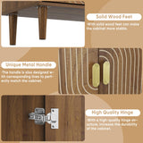 Smuxee 70.87" Walnut Kitchen Pantry Cabinet, Tall Food Pantry Cabinet with Line Groove Design, Kitchen Hutch with Microwave Stand for Dining Room Living Room Smuxee