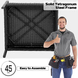 Tangkula 4 Piece Patio Rattan Conversation Set, Outdoor Wicker Furniture Set W/Glass Coffee Table, Solid Steel Structure, Ergonomic Seat, Suitable for Garden, Courtyard, Balcony, Poolside Tangkula