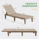 JUMMICO Patio Chaise Lounge Chair Set of 2 Outdoor PE Waterproof Adjustable Easy Assembly Lounge Chairs for Outside Pool Garden Deck Beach (Light Brown) JUMMICO