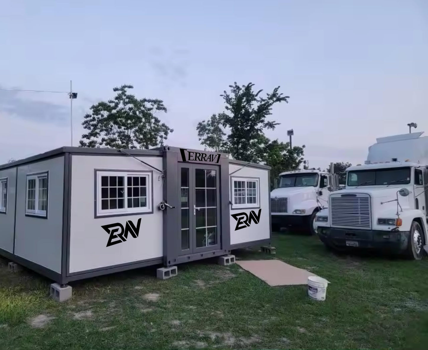 ERRAV Modular Guest House - 19 x 20 FT, Foldable House, Container Home, Portable House, Tiny House for Small Family, Tiny Expandable Prefab House to Live in 1 Bathroom, 2 Rooms, and 1 Kitchen - WoodArtSupply