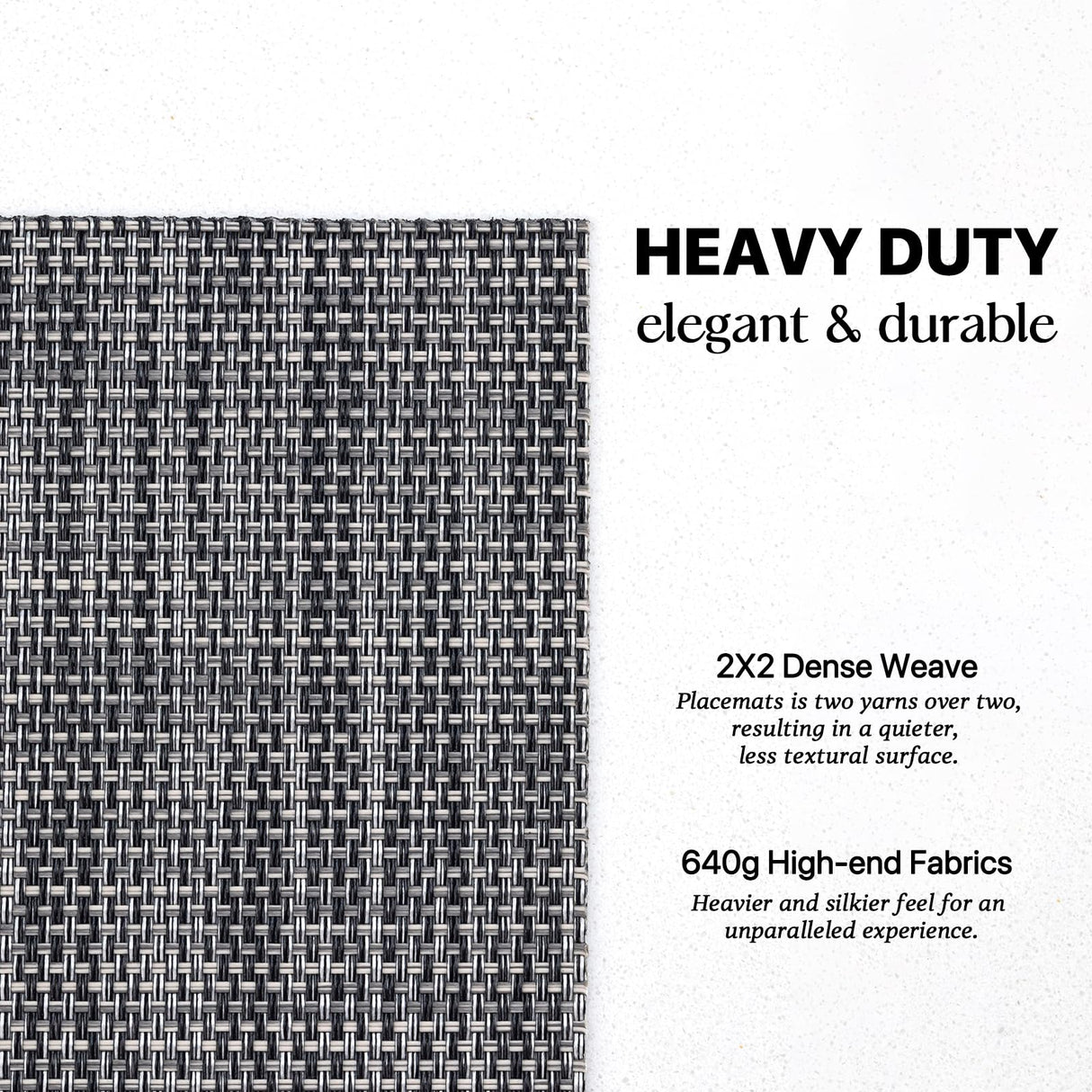 LEXMORE Placemats Set of 8 Vinyl/Plastic Woven Place Mats for Kitchen Table Indoor/Outdoor Washable Placemat Wipeable Dining Table Mats(Dark Gray) LEXMORE