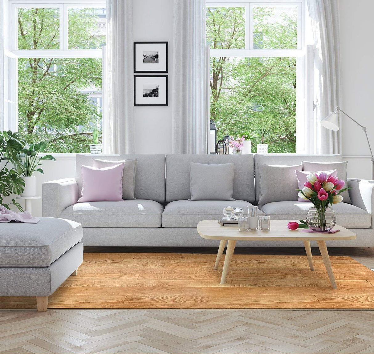 Sorbus Wood Grain Floor Mats Foam Interlocking Mats Each Tile 1 Square Foot 3/8-Inch Thick Flooring Wood Mat Tiles - Home Office Playroom Basement Trade Show (16 Tiles,16 Sq ft, Wood Grain - Pine) Sorbus