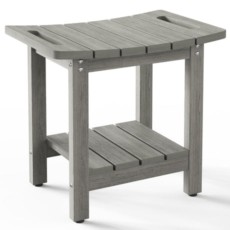 oridom HIPS Shower Benches for Inside Shower, Shower Stool with Space-Efficient Storage Shelf, Waterproof Shower Chair Seat for Spa Bathroom(Light Gray) oridom