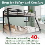 Cyranture Bunk Bed Twin Over Full Size, Twin Over Full Bunk Beds with Ladder & Guardrail Heavy Duty Bunk Beds Frame for Teens Adults Dorm Bedroom Guest Room, No Box Spring Needed（Black） Cyranture