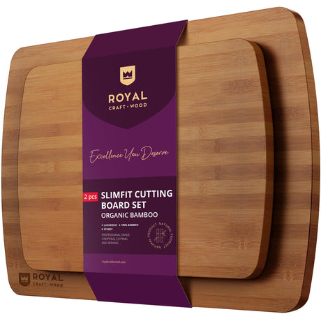Wooden Cutting Boards for Kitchen Meal Prep & Serving - Bamboo Wood Cutting Board Set - Charcuterie & Chopping Butcher Block for Meat - Kitchen Gadgets Gift ROYAL CRAFT WOOD