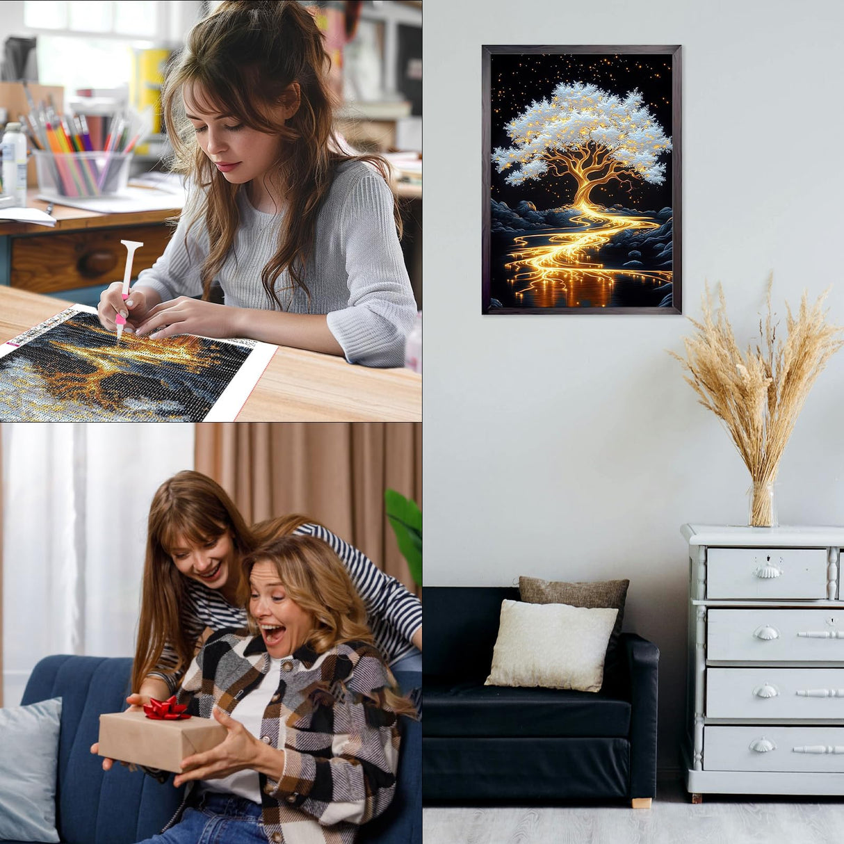 CEOVR Diamond Art Kits for Adults, Tree of Life 5D DIY Full Drill Diamond Painting Dots Gem Art, Adult Crafts Kits Arts and Crafts, Wall Decor for Home Office 12x16in CEOVR