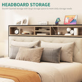 YITAHOME Queen Size Bed Frame, Platform Bed Frame with Charging Station, Upholstered Storage Headboard & Footboard Metal Slats Supports Mattress Foundation, No Box Spring Needed, Beige(No Drawers) YITAHOME