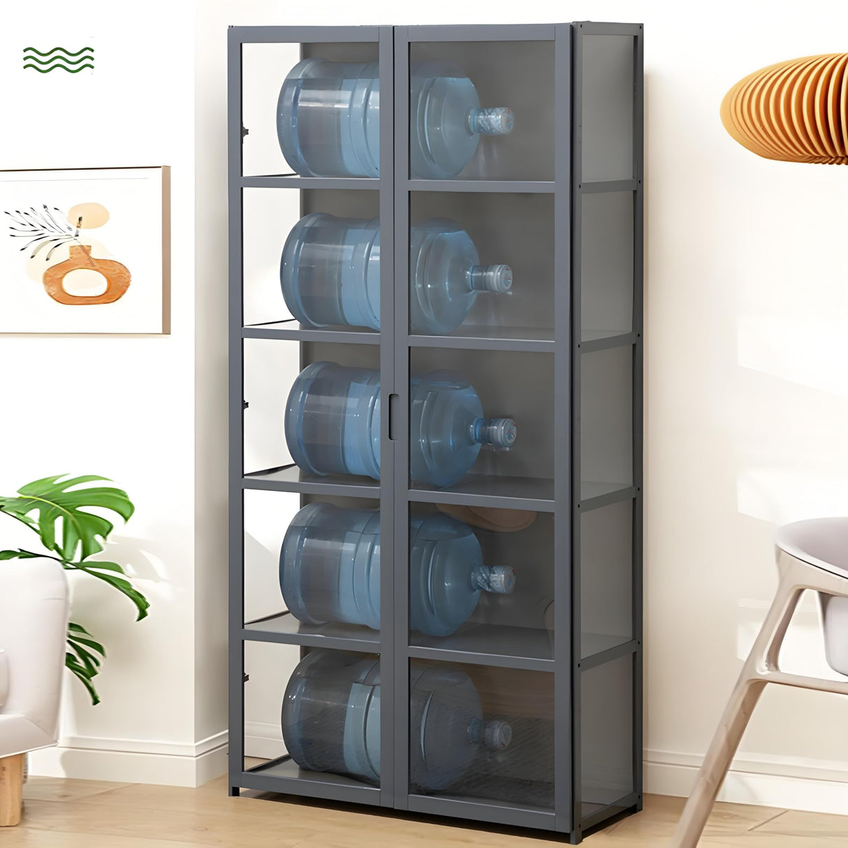 idhhco 5-Tier Display Cabinet with Acrylic Doors, 64” Transparent Bamboo Curio Display Case for Figures, Display Shelves for Collectibles & Kids Bookcase for Home, Office, Playroom, Living Room idhhco