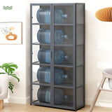 idhhco 5-Tier Display Cabinet with Acrylic Doors, 64” Transparent Bamboo Curio Display Case for Figures, Display Shelves for Collectibles & Kids Bookcase for Home, Office, Playroom, Living Room idhhco