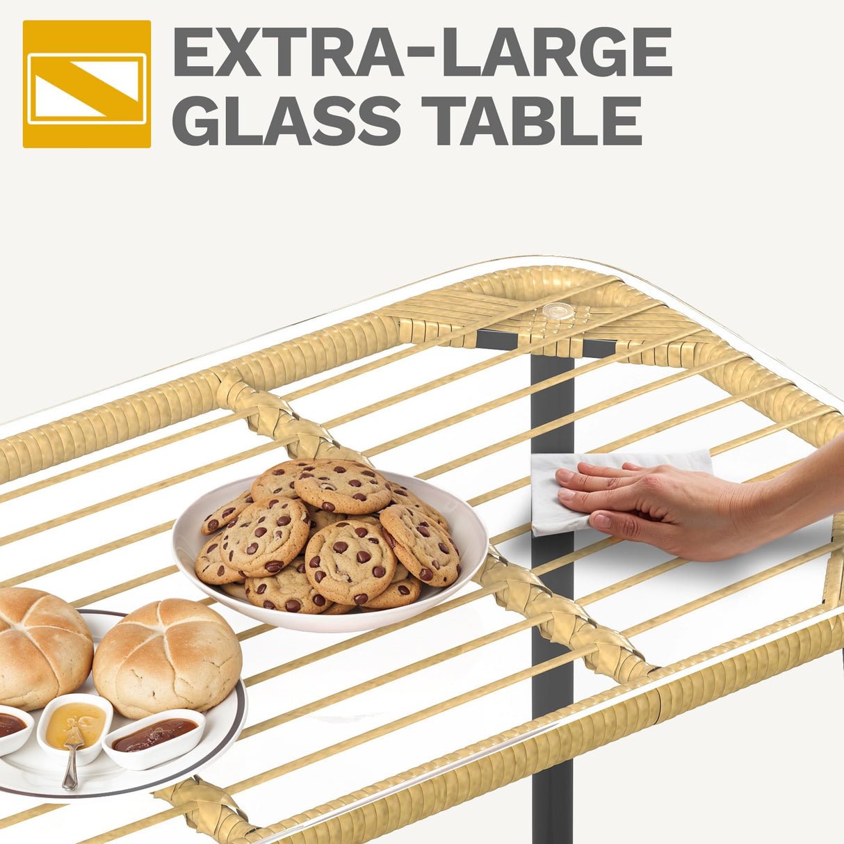 DWVO 2-Seater Outdoor Loveseat Set, All-Weather Wicker Rattan Patio Furniture with Cushions & Tempered Glass Side Table for Backyard, Balcony, Deck, Light Brown + Beige DWVO