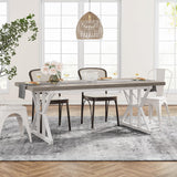 Tribesigns Farmhouse Dining Table for 6 People, 70.8-Inch Rectangular Wood Dining Table, Rustic Kitchen Table with Heavy Duty Metal Legs for Dining Room(Grey) Tribesigns