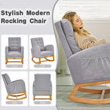 VECELO Rocking Chair Nursery, Modern Sherpa Glider Rocker Accent Arm Chair with High Back and Side Pocket, Cozy Rocking Armchair for LivingRoom, Bedroom, Gray VECELO