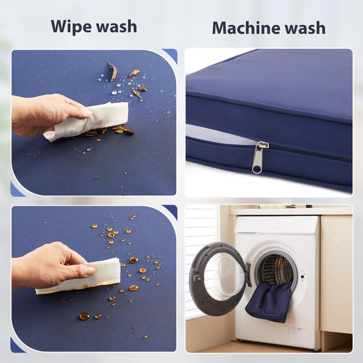 WEOAVRY Outdoor Chair Cushions Set of 2, Waterproof Patio Chair Cushions, Patio Furniture Cushions with Ties, Outdoor Wicker Replacement Seat Cushions, 19 x 19 x 3 inch, Blue WEOAVRY