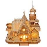 KWASVLYA Vintage Villa 3D Wooden Puzzle,Building Kits for Adults and Teens,Educational Brain Teaser Assembly Model with LED Lights,Skill Building and Creative Fun KWASVLYA