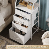 WLIVE Night Stand with Charger Station, White Nightstand with LED Light and 4 Storage Drawers, Tall Dresser for Bedroom, 37.48" H Bedside Table with Fabric Bins, Wood Shelf WLIVE