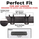 NINE FORTY Garage Tool Organizer Wall Mount - 49.5 Inches, 16" Stud Spacing, 440 LBS. Sturdy Rubber Coated Garden Tool Organizer and Storage Rack with Adjustable Hooks NINE FORTY