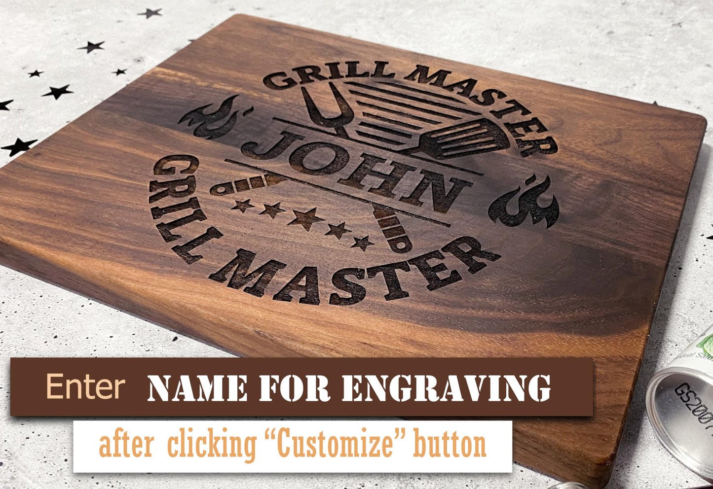 Personalized Grill Wood Cutting Board Handmade in USA – Best Serves as Chopping board, Charcuterie board, Cheese board – Unique Wooden Grilling Gift - WoodArtSupply