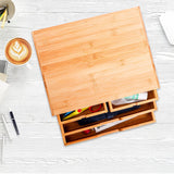 DEAYOU Bamboo Desk Organizer, Bamboo Storage Cabinet Box with 4 Drawers for Letter, Home Office Supplies, 3-Layer DEAYOU