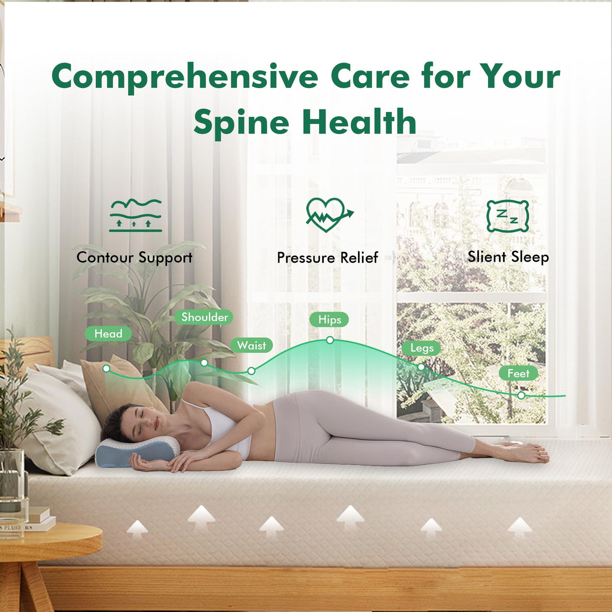 SynthoSpace Twin Mattress 8 Inch Green Tea Memory Foam Mattress for Cool Sleep & Pressure Relief, CertiPUR-US Certified Medium Mattresses in a Box, 38"×75"×8" SynthoSpace