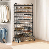STORAGE MANIAC Expandable Shoe Rack, 44 Pairs Stackable Small Shoe Rack, Metal Adjustable Shoes Organizer for Closet, Entryway, Hallway, Garage, Front Door, Shoes Shelves, Black 10 Tier STORAGE MANIAC
