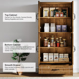 Tribesigns 70" Tall Pantry Storage Cabinet with Doors, Shelves, Drawer - Large Rustic Brown Food Storage for Kitchen, Dining Room, Bathroom, Tribesigns