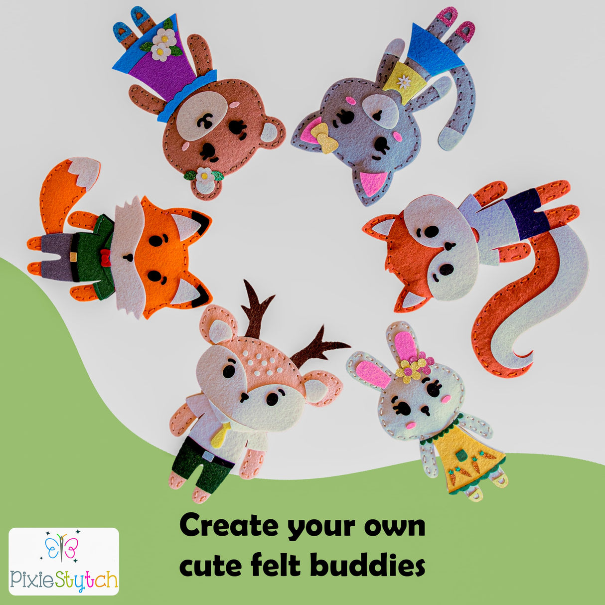 Beginner Sewing Kit for Kids - Sew & Create 6 Adorable Stuffed Animal Projects - Fun DIY Craft Set for Ages 6 and up - Educational & Creative Sewing Kit for Girls & Boys - Gift for Young Crafters Pixiestytch