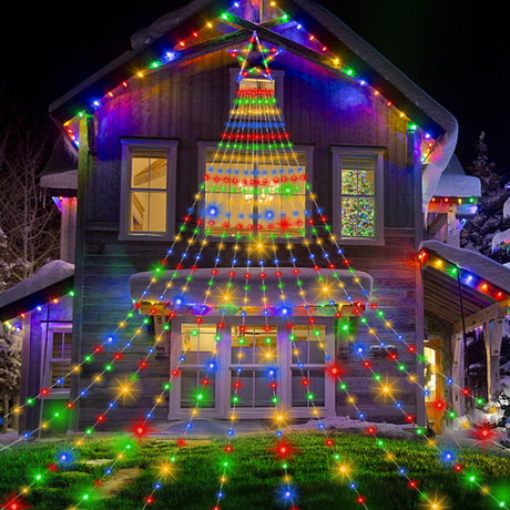 Onory 23FT Christmas Outdoor Waterfall Star String Lights, 860 LEDs, 8 Modes, Waterproof for Yard, Patio, Party Decorations Onory