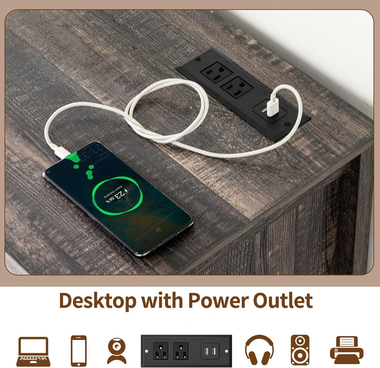 Homkdom Dresser for Bedroom with Charging Station & LED Light, 48'' H Tall Dresser & Chests of Drawers,Rustic Oak Homkdom