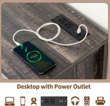 Homkdom Dresser for Bedroom with Charging Station & LED Light, 48'' H Tall Dresser & Chests of Drawers,Rustic Oak Homkdom