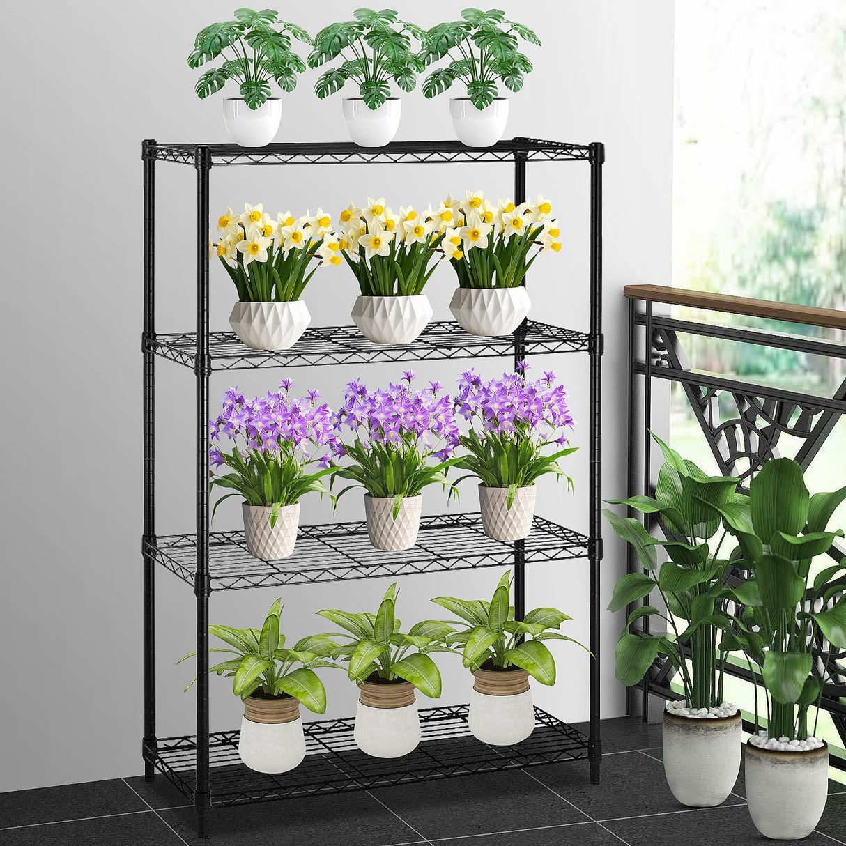 Lynkloft 4-Shelf Metal Shelving Rack 36" L x 14" D x 54" H Garage Storage Shelves NSF Adjustable Wire Shelves Organizer for Kitchen Closet Basement, Each Shelf Can Hold 250LBS, Black Lynkloft