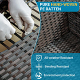 Jing's Villa 6-Piece Patio Furniture Set, All-Weather Outdoor Wicker Sectional Sofa with Cushions,Glass Table & Left and Right Armrest, Rattan Conversation Seating for Porch, Backyard,Peacock Blue Jing's Villa