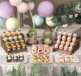 2 Set Large Wooden Tiered Riser Display Stands for Vendor Events,Stackable Wooden Cupcake Stand,Farmhouse Decor Wood Dessert Table Display Set,Vendor Booth Display Items,Food Display Risers for Party（12-11.2-10.4-9.6IN） Vecxoty