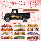 Ferraycle Interchangeable Welcome Sign Christmas Truck Decor Seasonal Door Signs with 12 Holiday Icons Rustic Farmhouse Interchangeable Holiday Decor for Christmas All Seasons(Black) Ferraycle