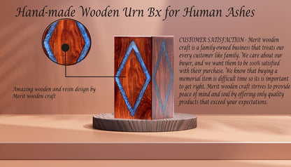 Wooden Urn box With Amazing Resin Design - Personalized Cremation Urn for Ashes - Handmade Urns for Human Ashes - Adult Large Cremation Urns - - WoodArtSupply