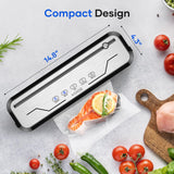 Vacuum Sealer for Food, Multi-Functional Vacuum Sealer Machine Compact Air Sealing System with Build-in Cutter, LED Indicator Dry & Moist Modes with 15 Vacuum Bags for Food Vacuum Sealing (Silver) KOIOS